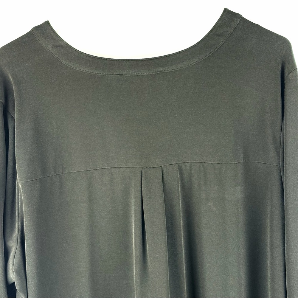 Michael Kors Black Zip Front Blouse Gold Hardware Roll Tab Sleeve 2X - Picture 9 of 12